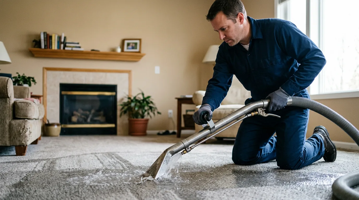 Water damage restoration technician working near Maple Hill, KS